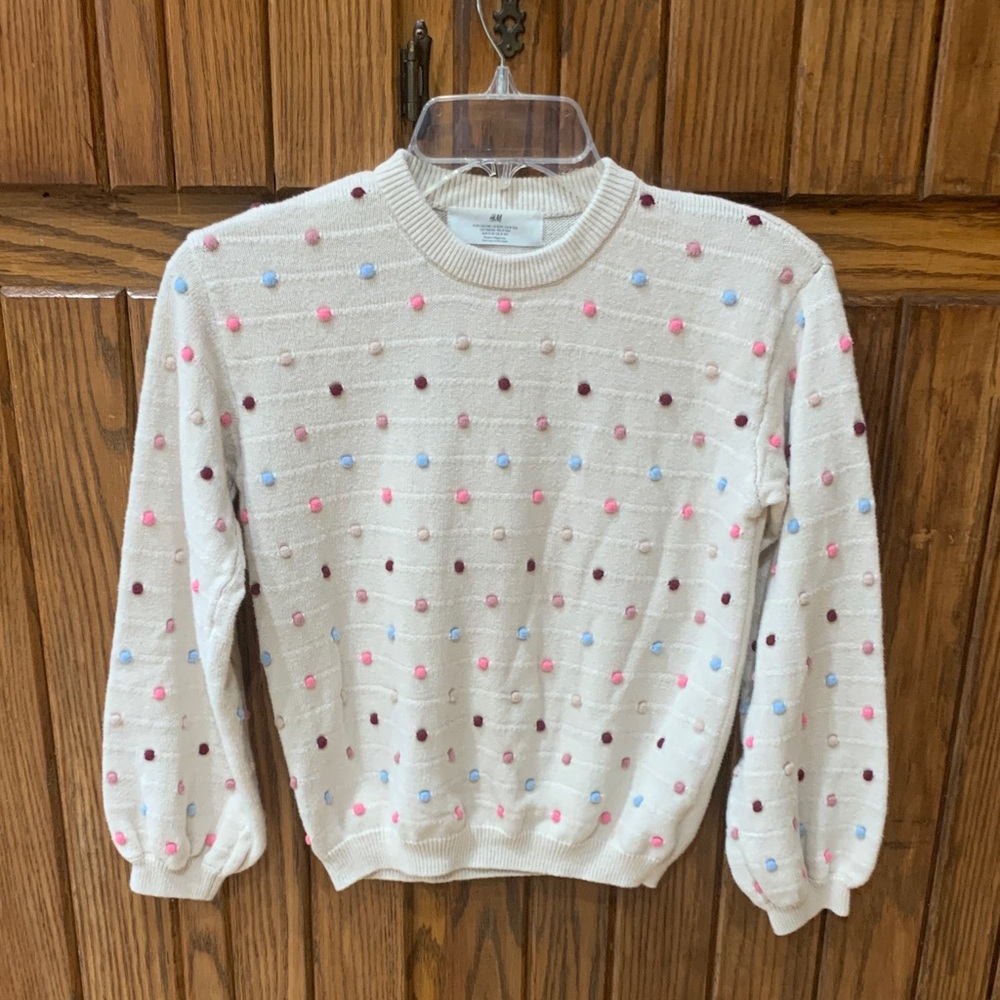 H&M Polka Dot Sweater Girls beige pink,blue, dots 
Size 8-10